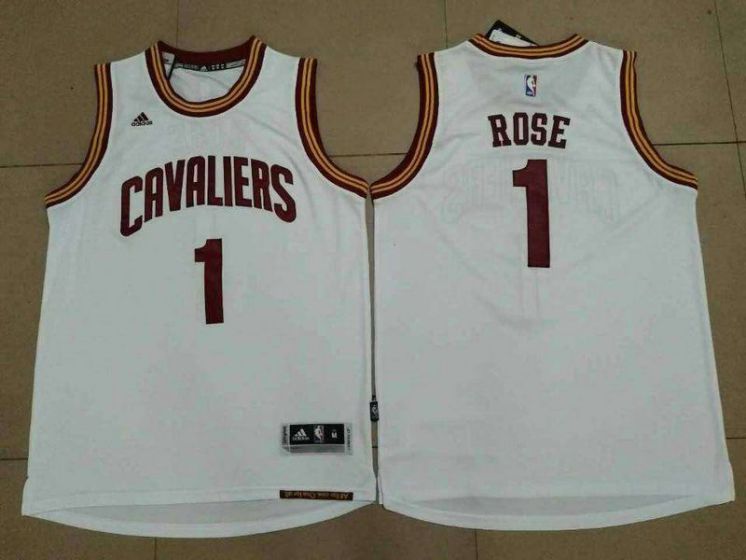 Men Cleveland Cavaliers 1 Rose White NBA Jerseys